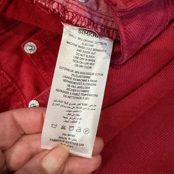 SIMKHAI Jude Straight Leg Jeans Cherry Women's Size 29 - Picture 9 of 13